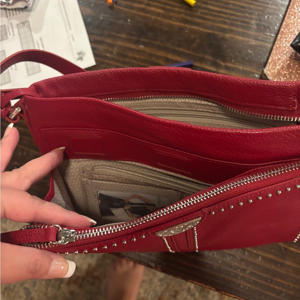 Brighton Red Crossbody Bag with Stud Accents - Picture 5 of 8